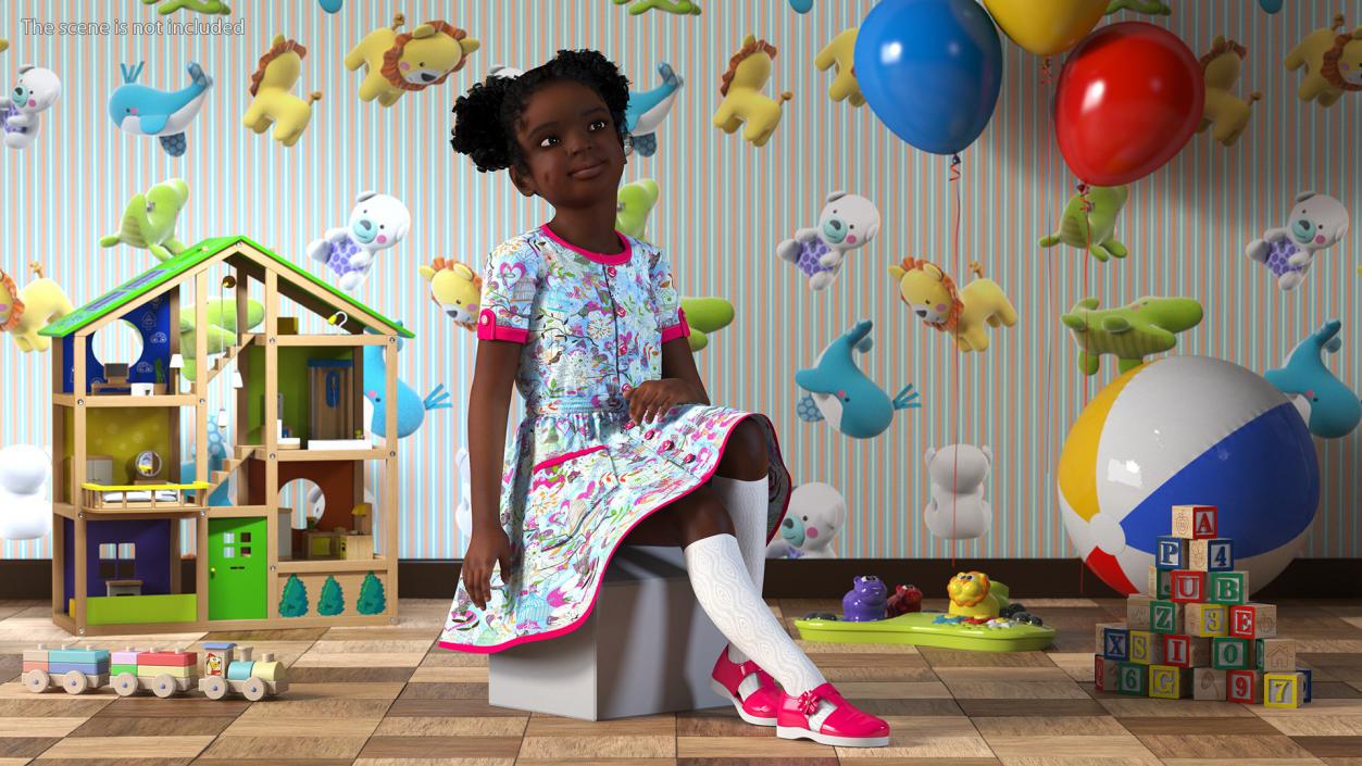 Everyday Style Black Girl Child Rigged for Cinema 4D 3D