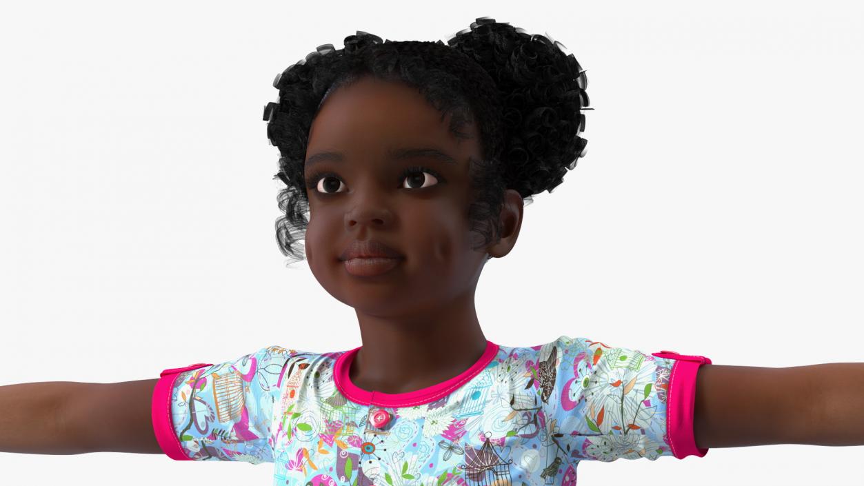 Everyday Style Black Girl Child Rigged for Cinema 4D 3D