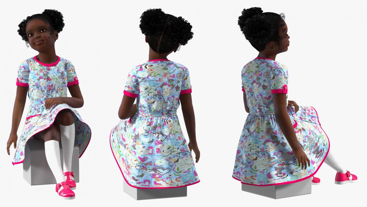 Everyday Style Black Girl Child Rigged for Cinema 4D 3D