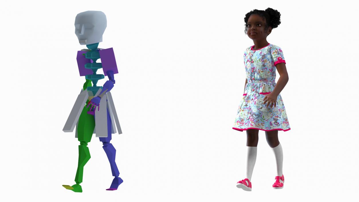 Everyday Style Black Girl Child Rigged for Cinema 4D 3D