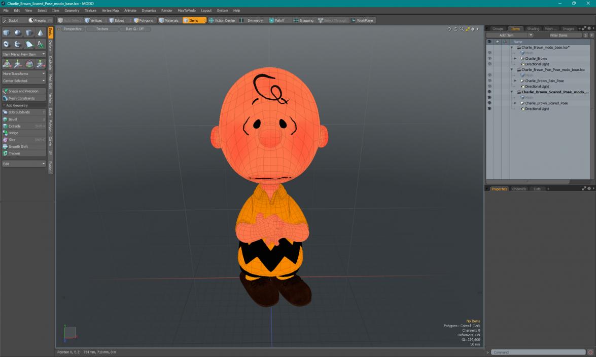 3D model Charlie Brown Scared Pose