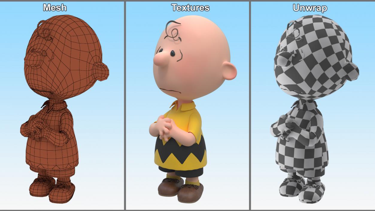 3D model Charlie Brown Scared Pose