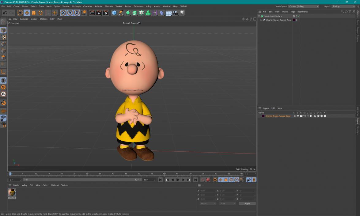 3D model Charlie Brown Scared Pose