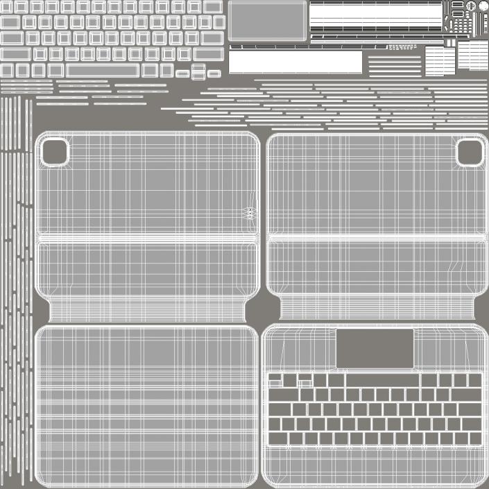 3D Magic Keyboard for 11 inch iPad Rigged model