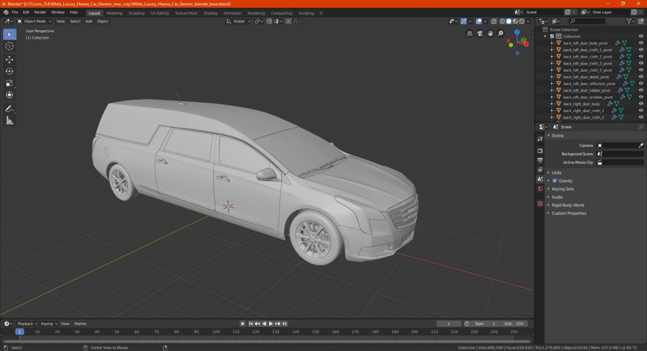 3D White Luxury Hearse Car Generic