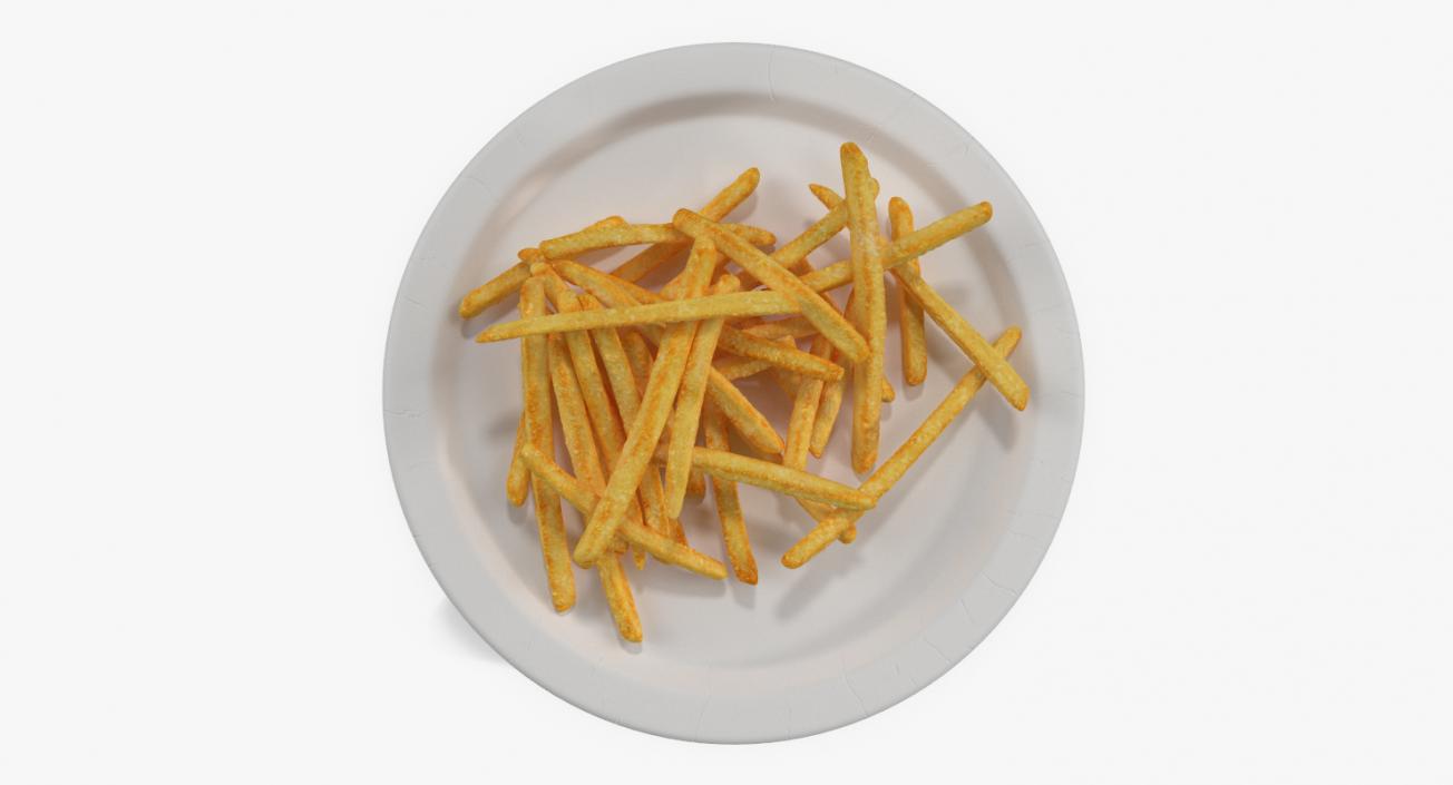 French Fries On Paper Plate 3D