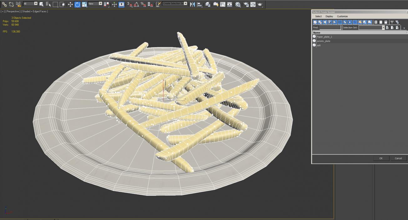 French Fries On Paper Plate 3D