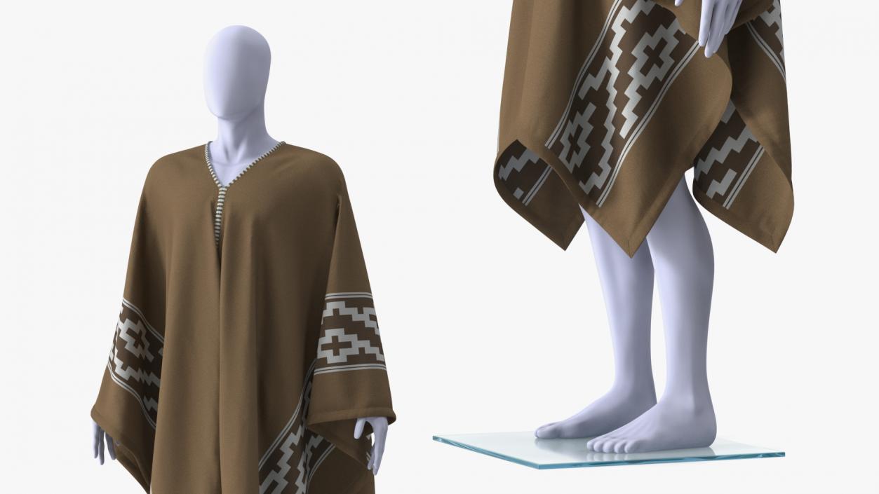 Decorated Poncho on Mannequin 3D model