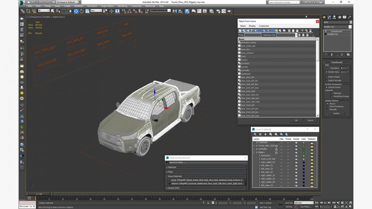 Toyota Hilux 2022 Rigged 3D model