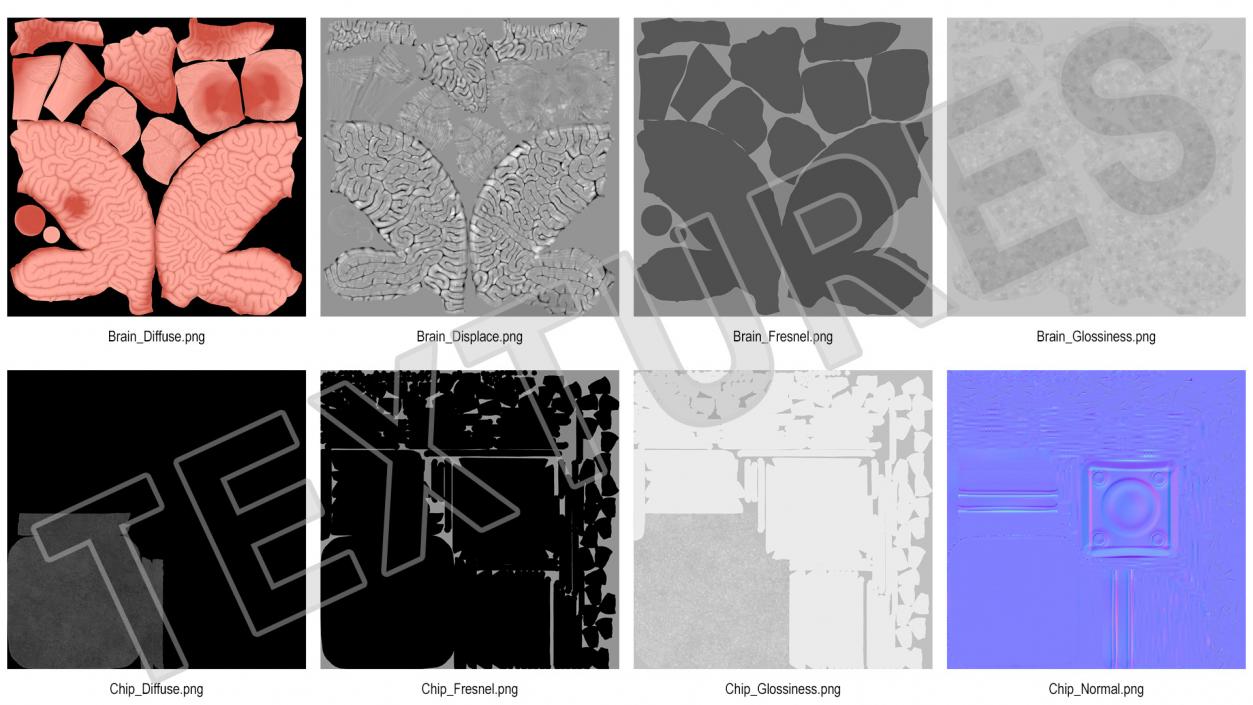 3D Human Brain With Implanted Microchip 2 model