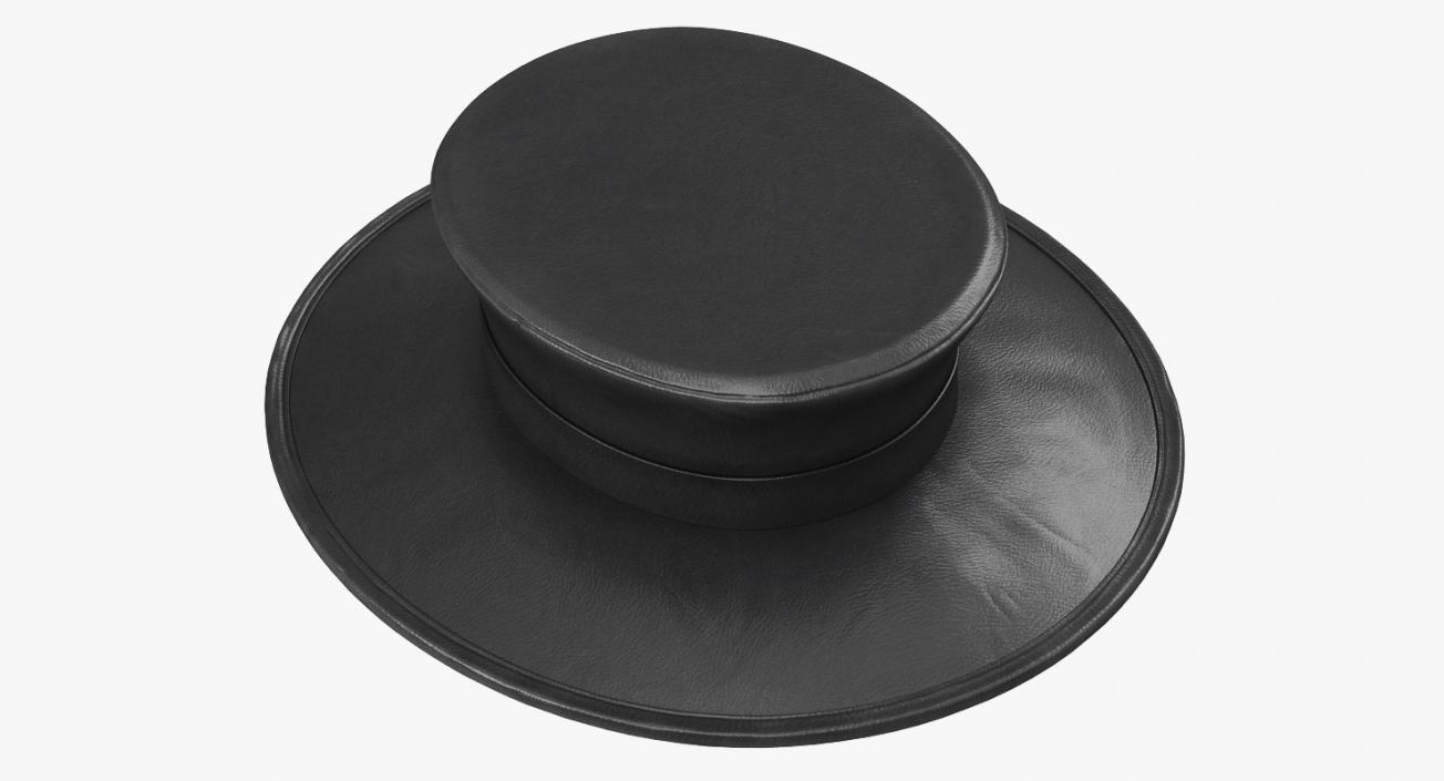 3D Black Leather Top Hat