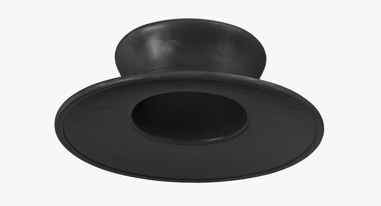 3D Black Leather Top Hat