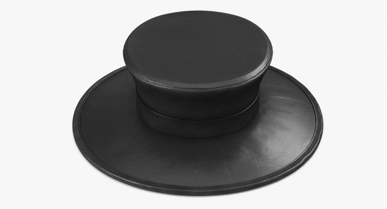 3D Black Leather Top Hat