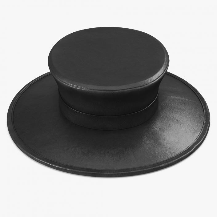 3D Black Leather Top Hat