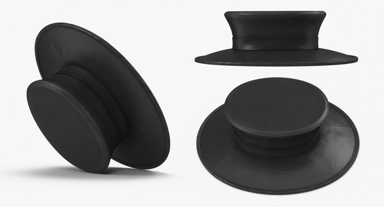 3D Black Leather Top Hat