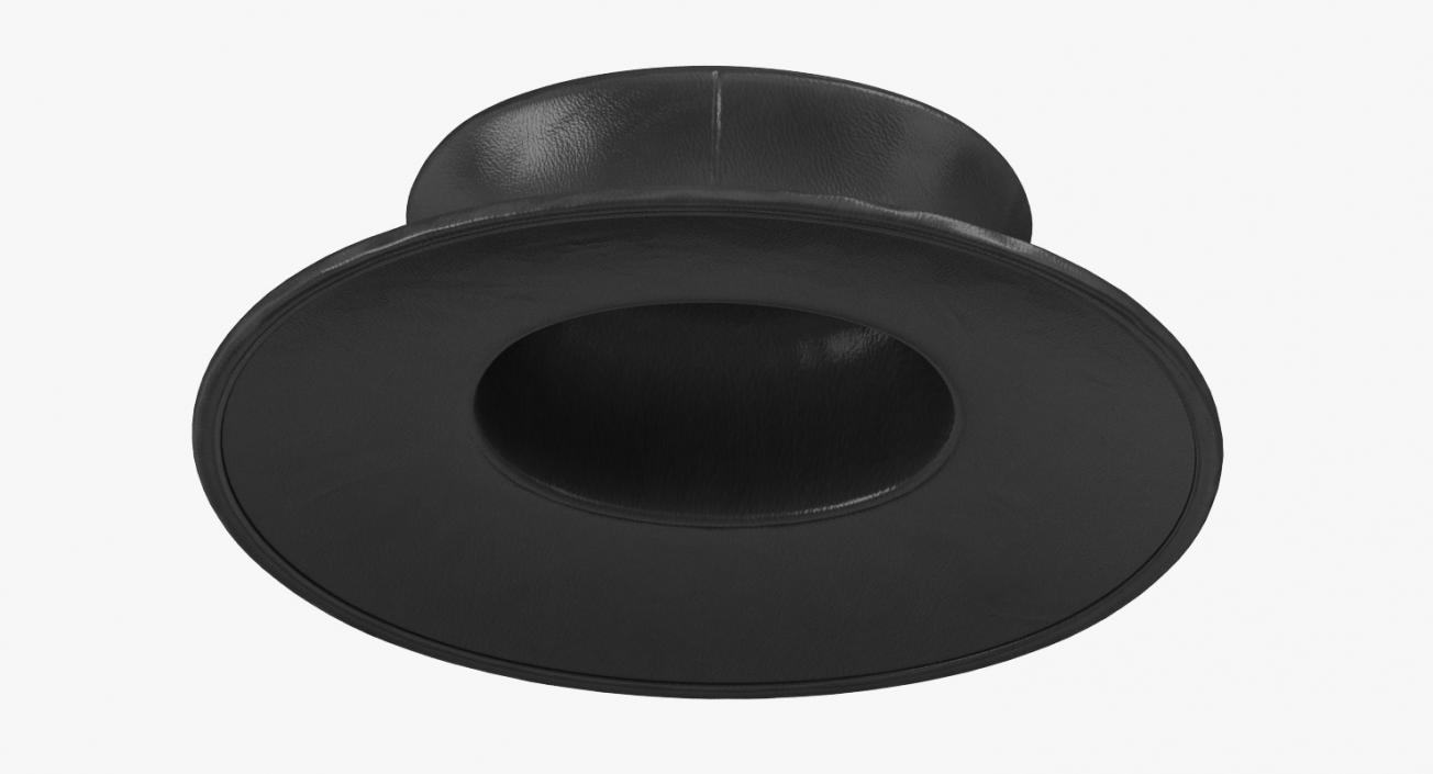 3D Black Leather Top Hat