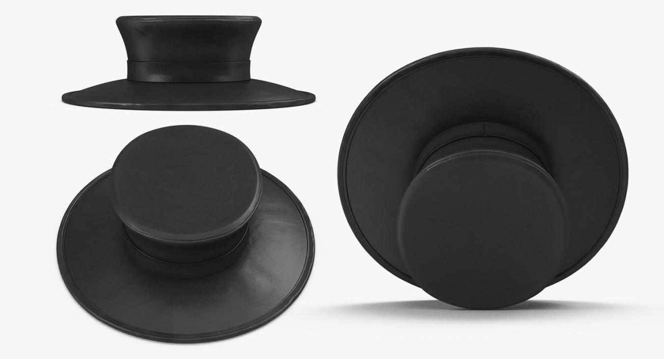 3D Black Leather Top Hat