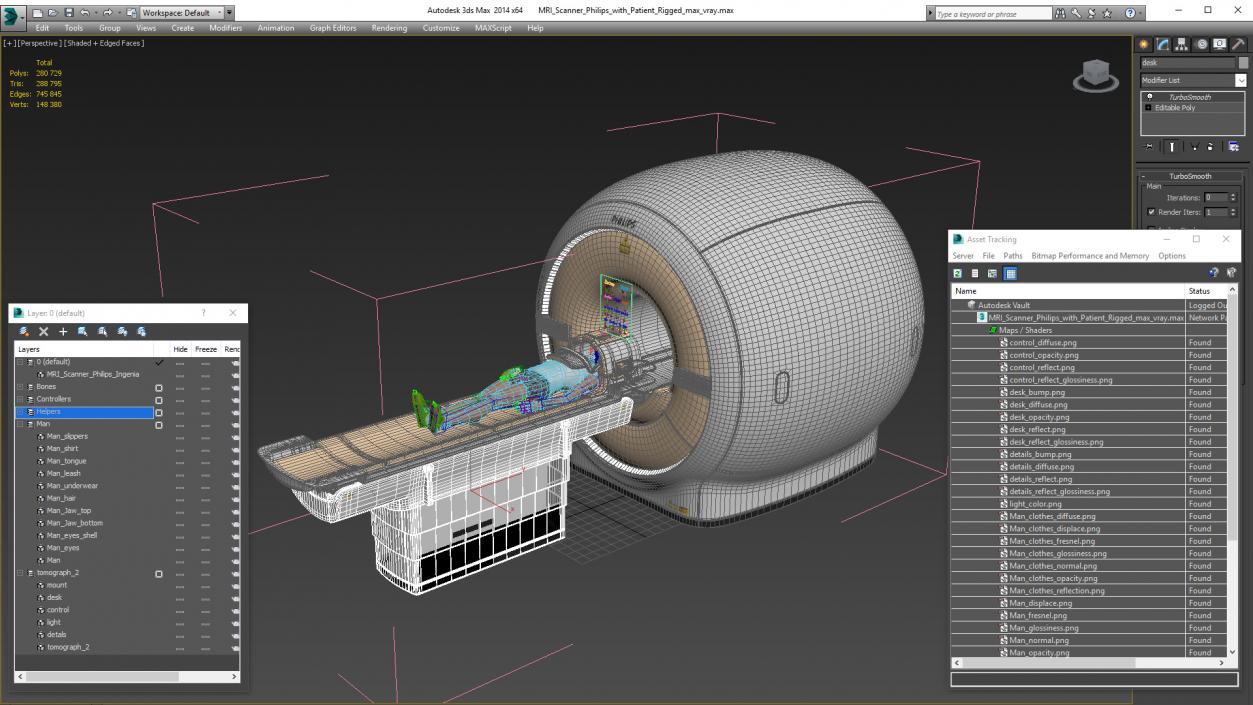 MRI Scanner Philips with Patient Rigged 3D model