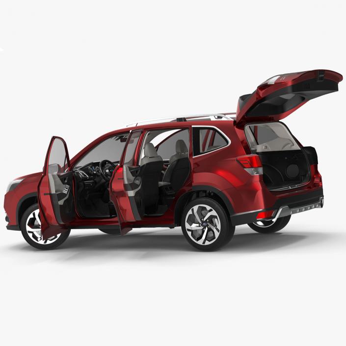 3D model Subaru Forester 2022 Red Rigged for Maya