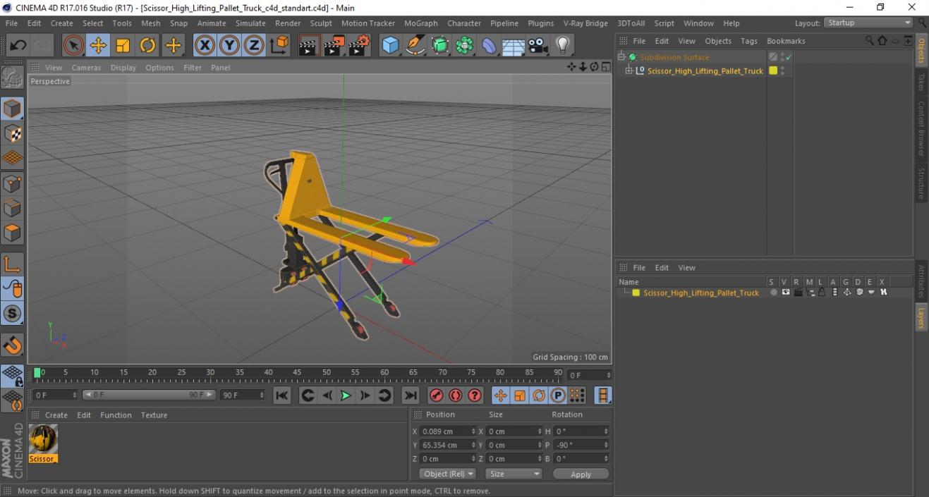 3D Scissor High Lifting Pallet Truck model