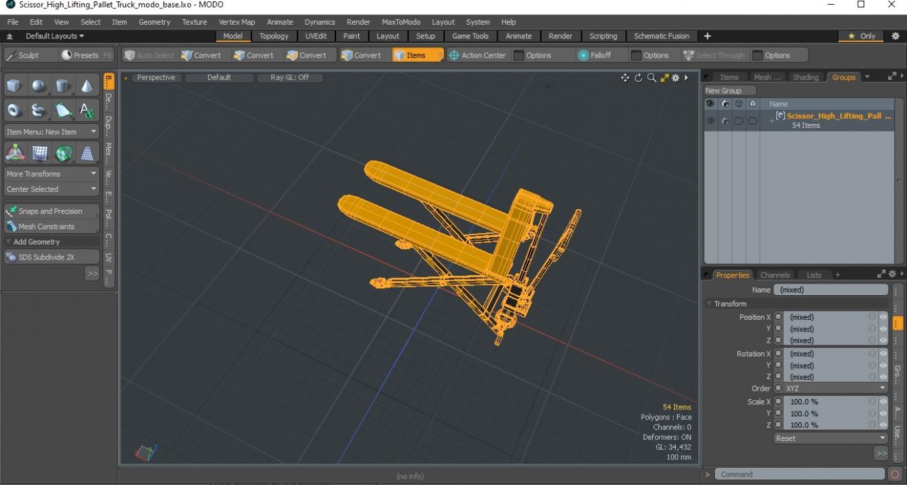 3D Scissor High Lifting Pallet Truck model