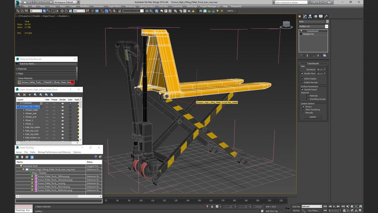 3D Scissor High Lifting Pallet Truck model