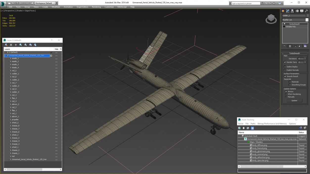 Unmanned Aerial Vehicle Shahed 129 Iran 3D model