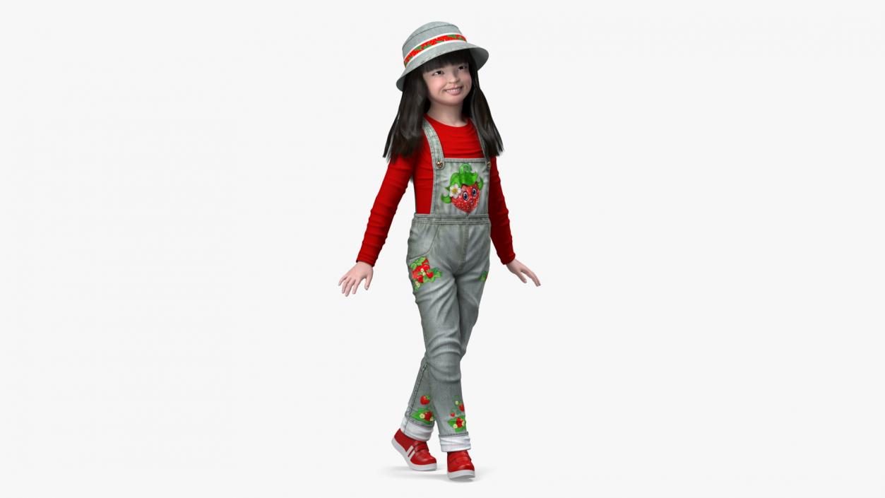 3D Smiling Girl in Street Clothes Walking model