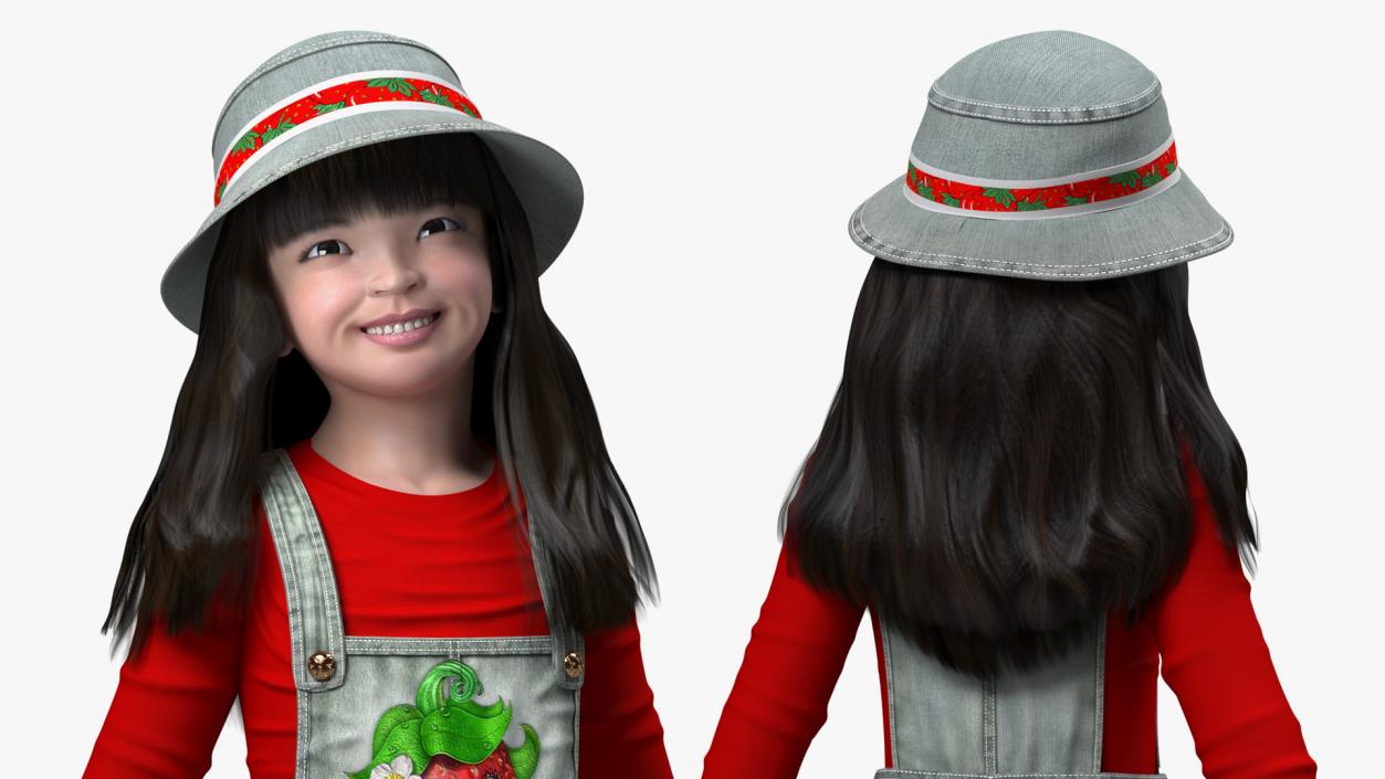 3D Smiling Girl in Street Clothes Walking model