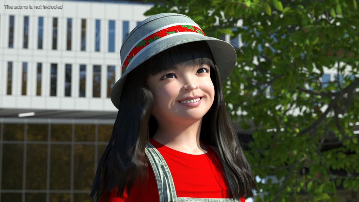 3D Smiling Girl in Street Clothes Walking model