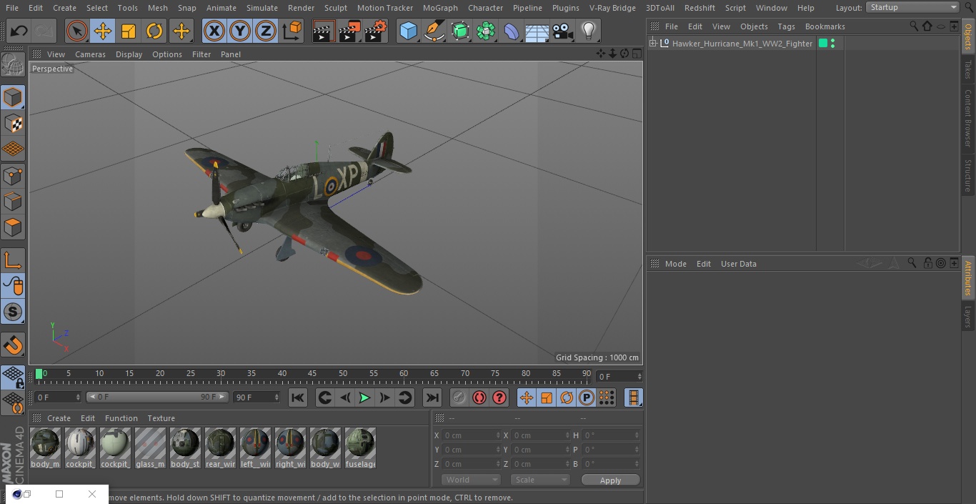 3D model Hawker Hurricane Mk1 WW2 Fighter(1)