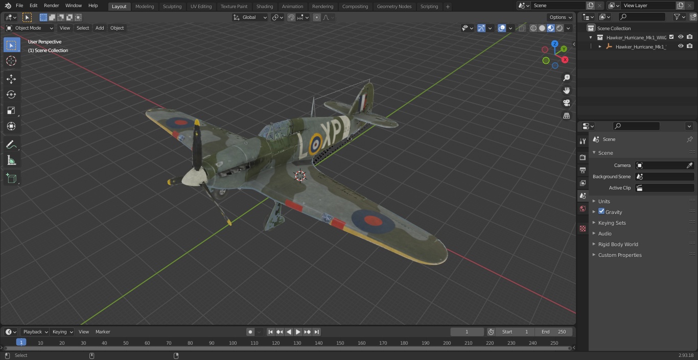 3D model Hawker Hurricane Mk1 WW2 Fighter(1)