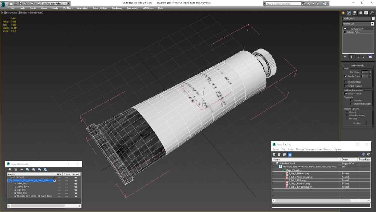 Titanium Zinc White Oil Paint Tube 3D model