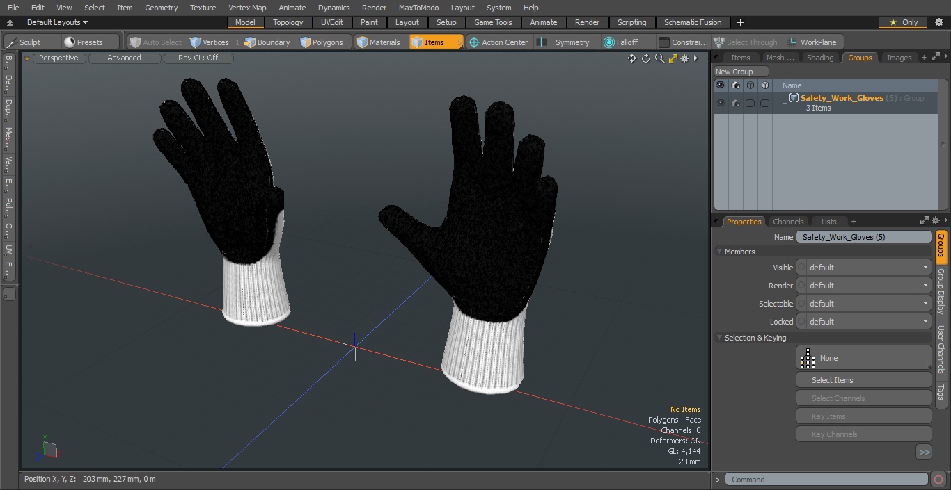 3D Safety Work Gloves model