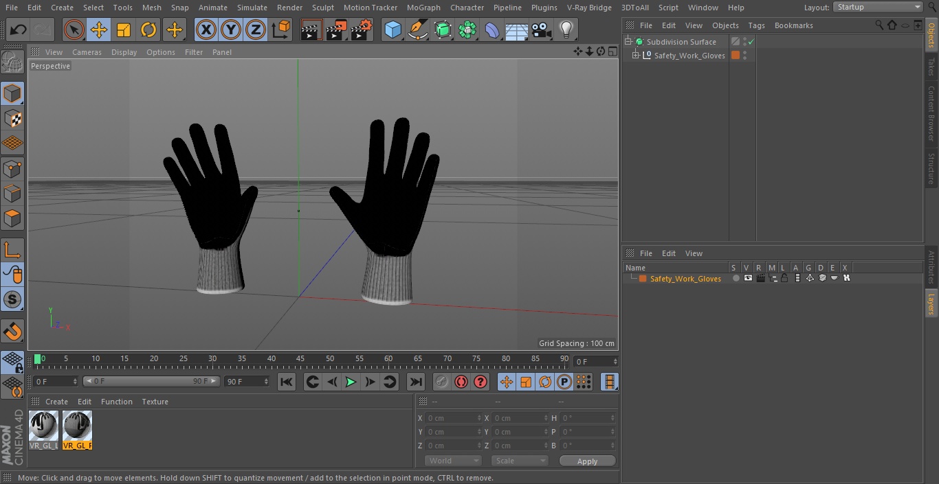 3D Safety Work Gloves model