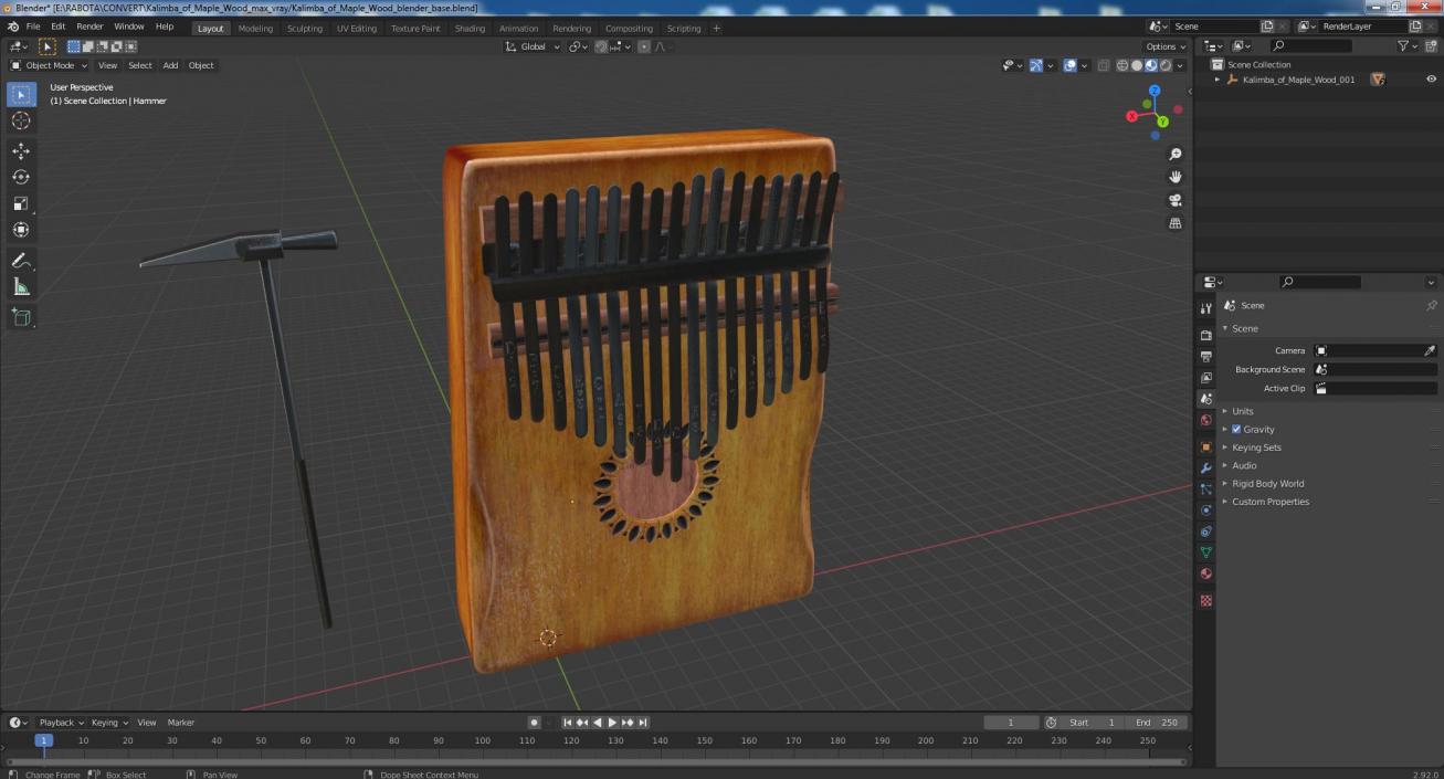 3D Kalimba of Maple Wood