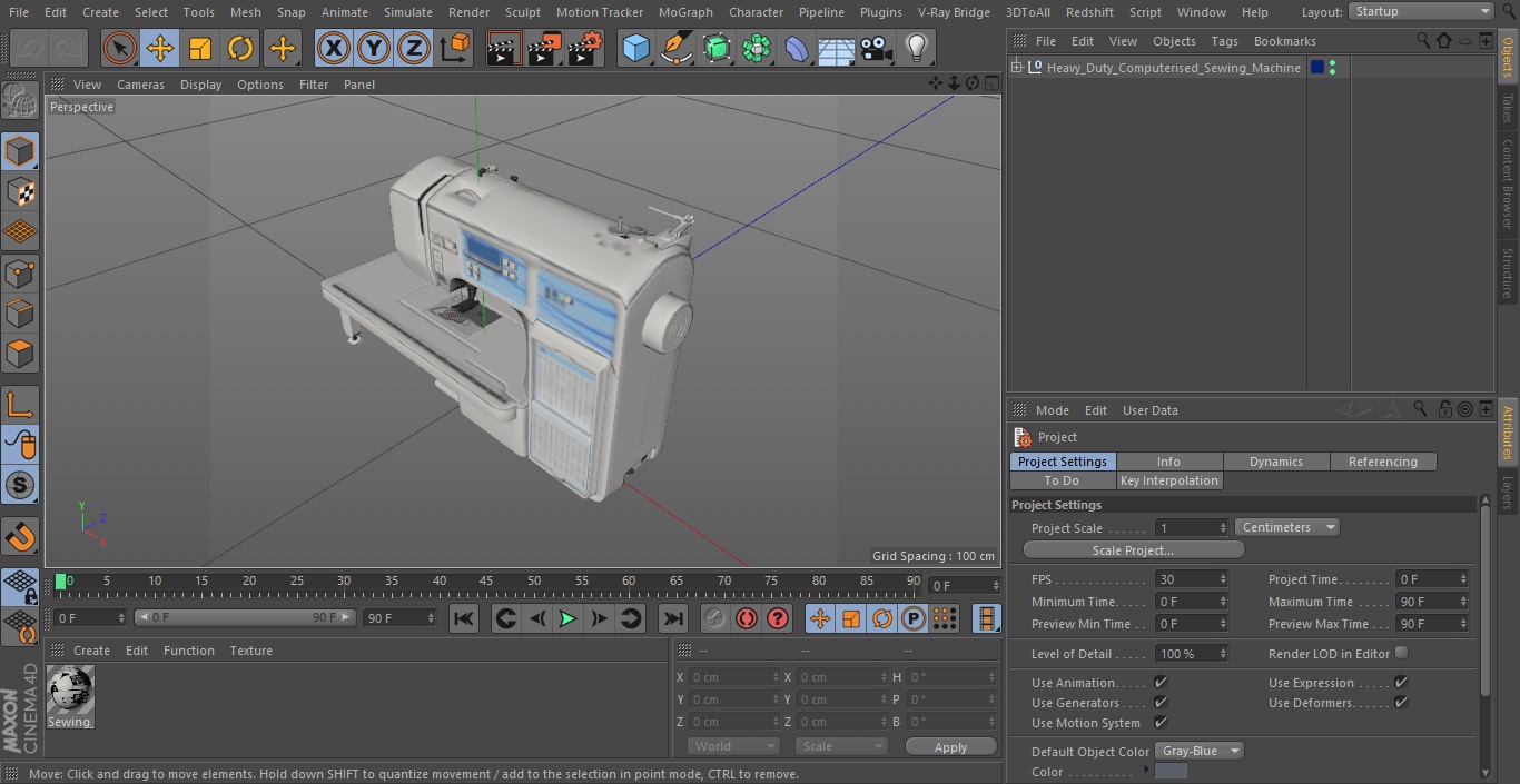 3D Heavy Duty Computerised Sewing Machine model