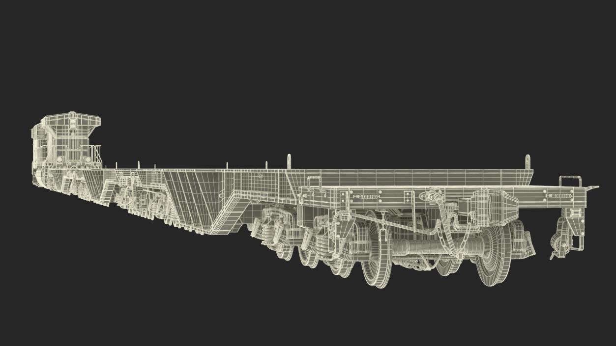 3D Canadian Pacific Railway ES44DC Locomotive with Flatcars