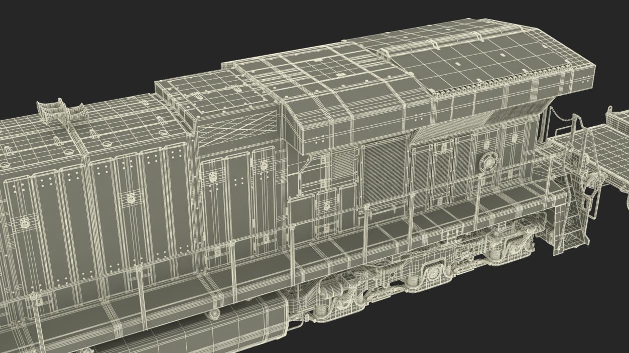 3D Canadian Pacific Railway ES44DC Locomotive with Flatcars