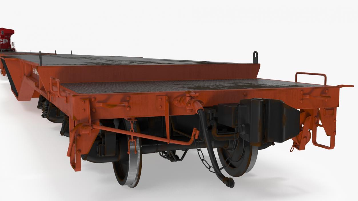 3D Canadian Pacific Railway ES44DC Locomotive with Flatcars