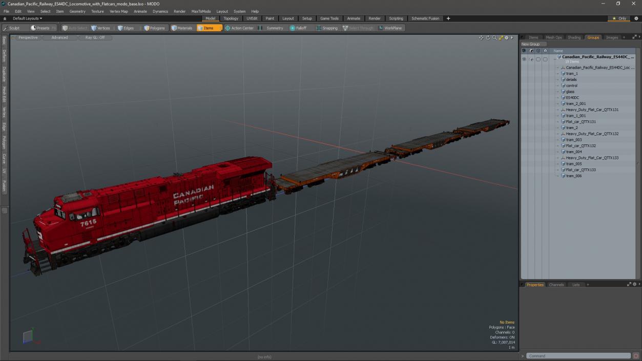 3D Canadian Pacific Railway ES44DC Locomotive with Flatcars