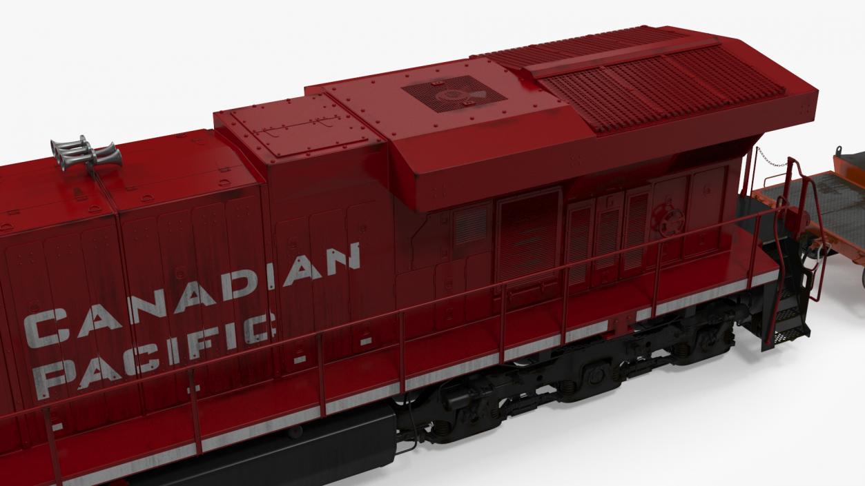 3D Canadian Pacific Railway ES44DC Locomotive with Flatcars