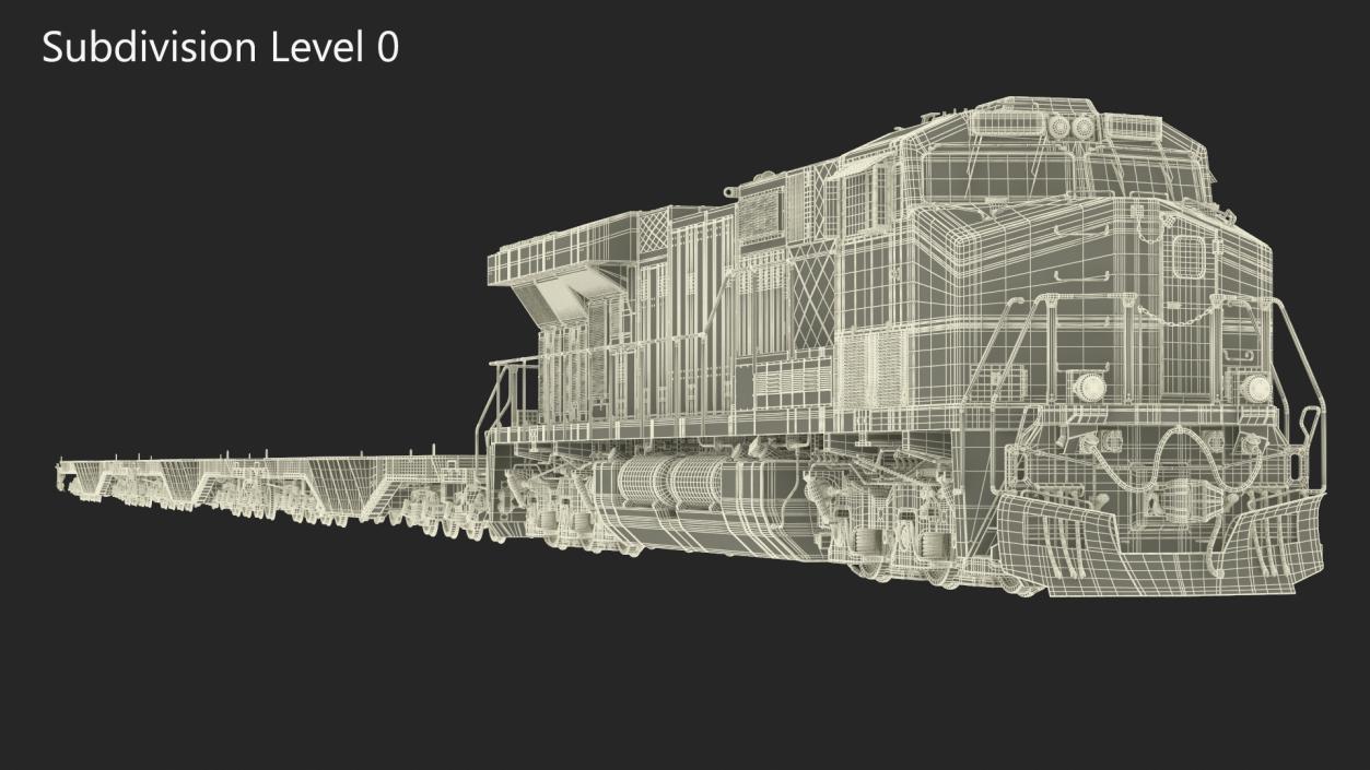 3D Canadian Pacific Railway ES44DC Locomotive with Flatcars