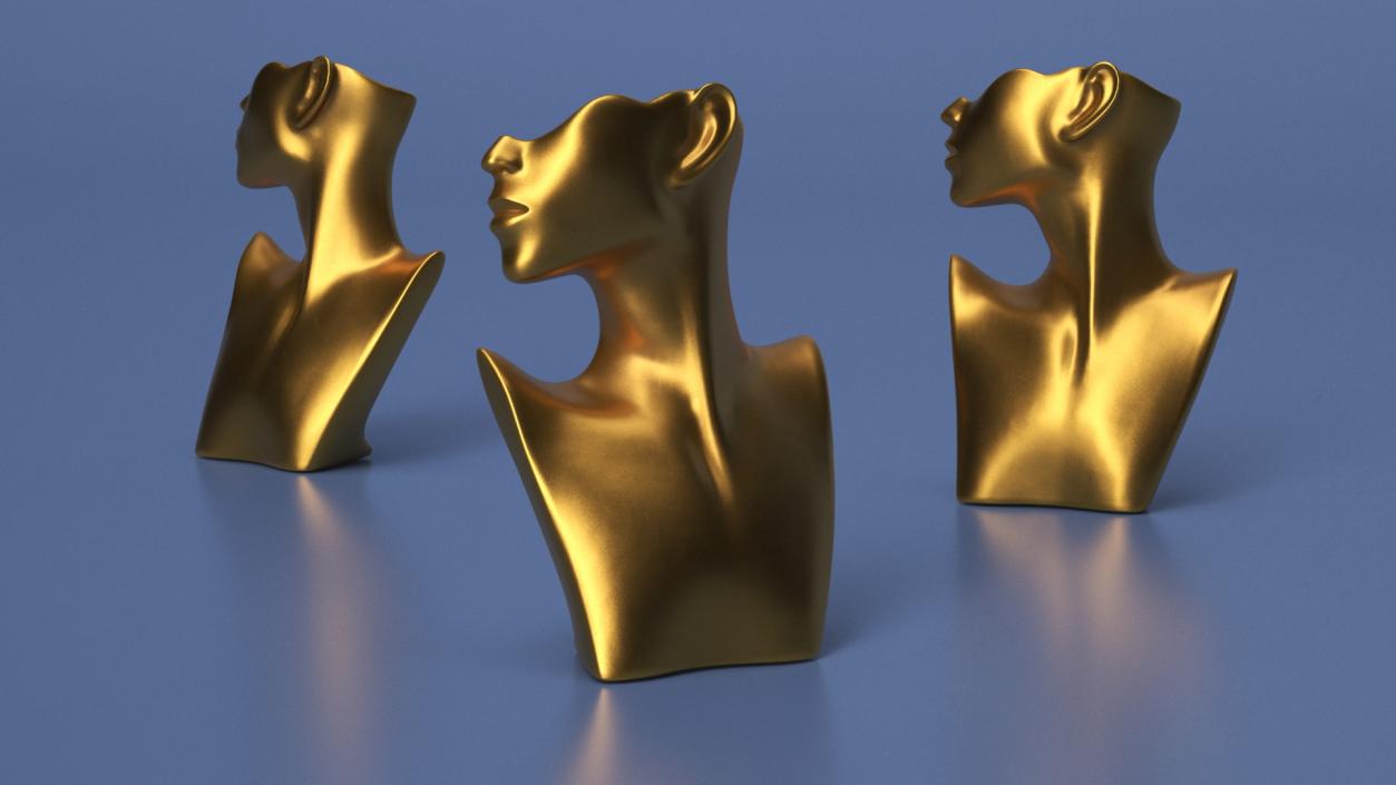 3D Necklace Display Bust Golden model