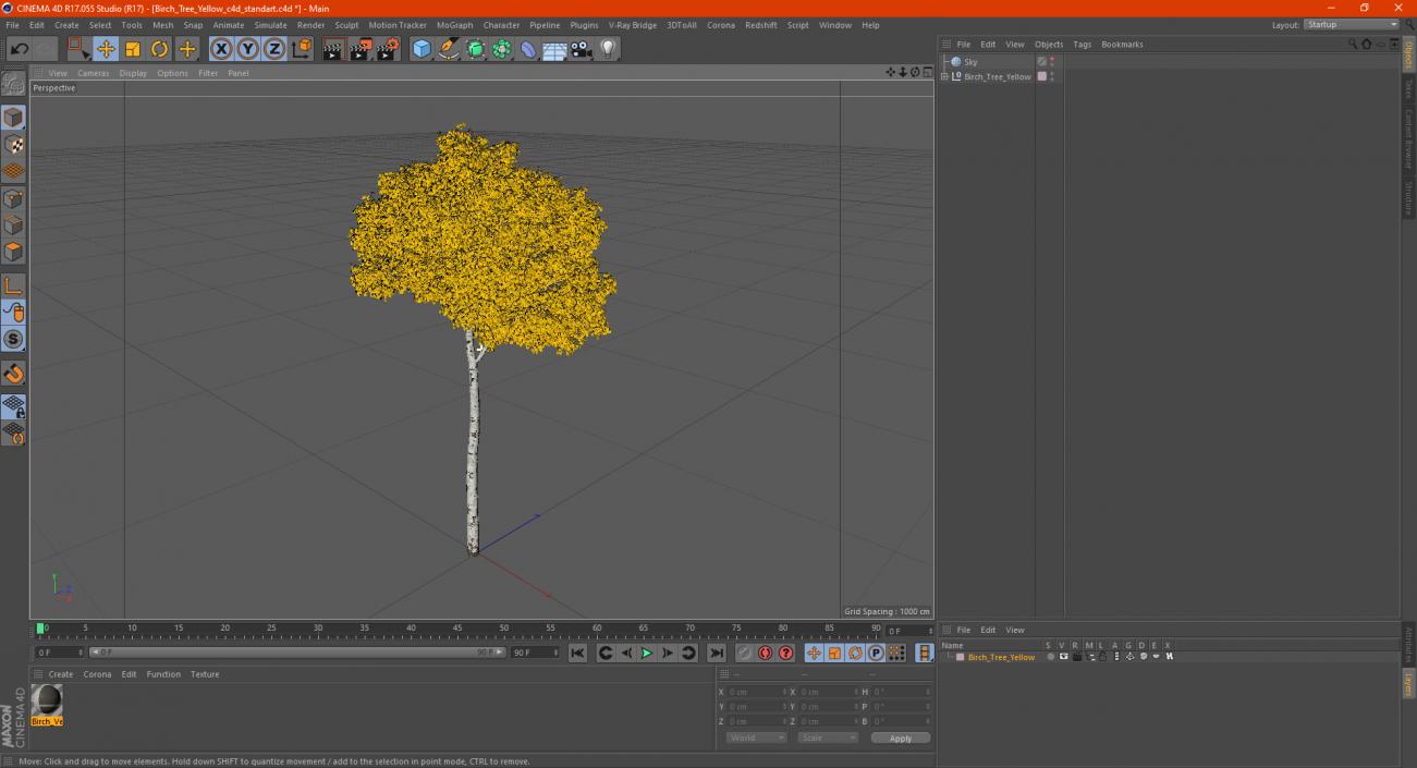 Birch Tree Yellow 3D