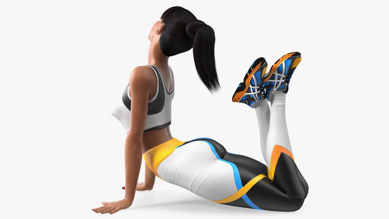 3D model Light Skin Fitness Woman Lying Pose