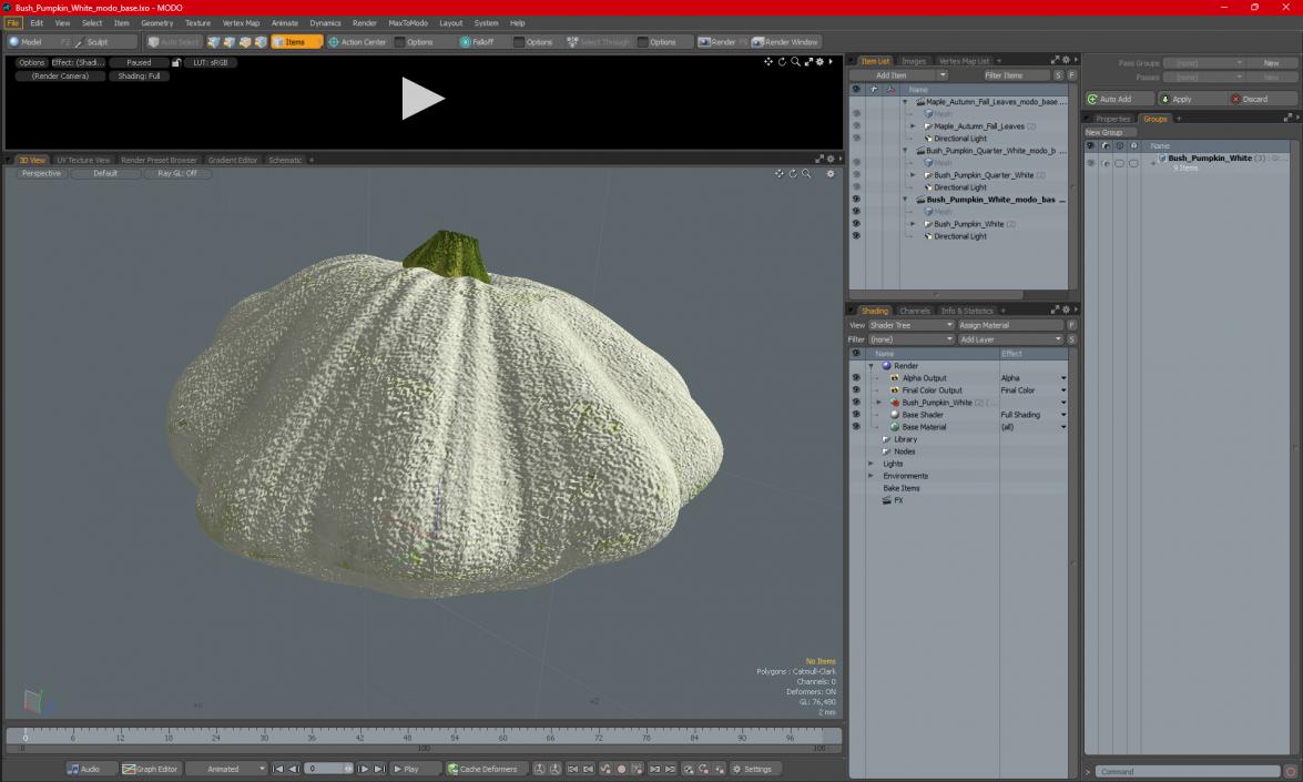 3D Bush Pumpkin White model