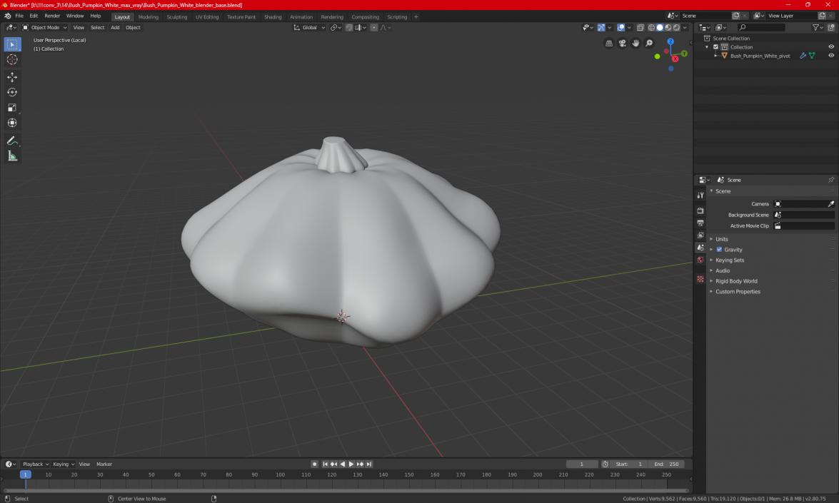 3D Bush Pumpkin White model