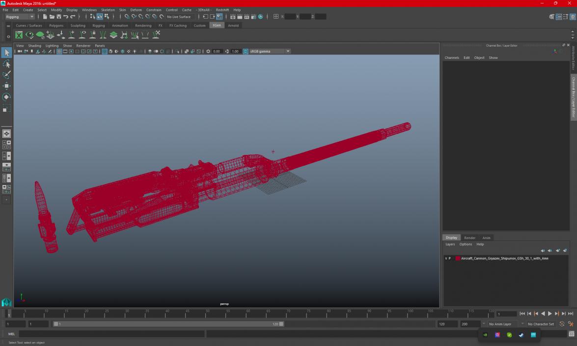 3D Aircraft Cannon Gryazev-Shipunov GSh-30-1 with Ammo