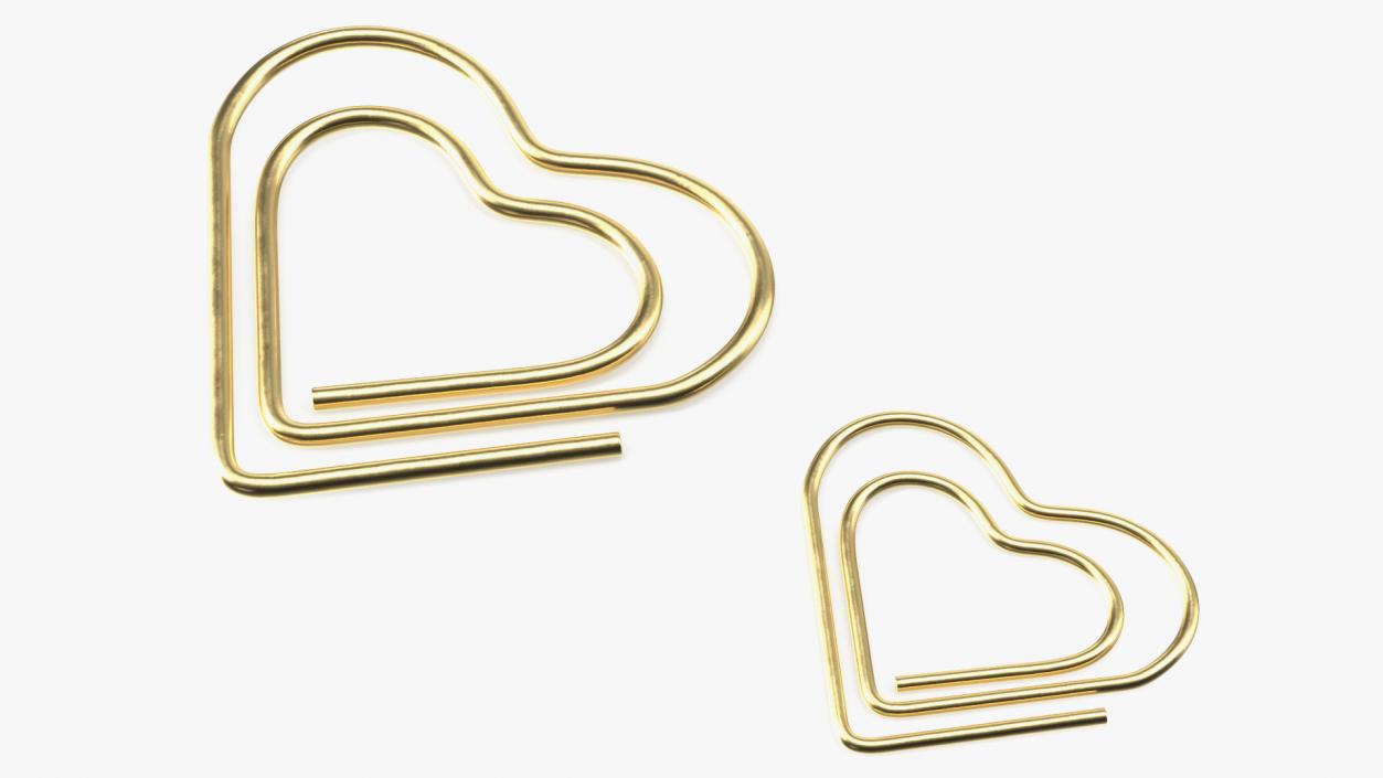 Paper Clip Heart Shape Gold 3D